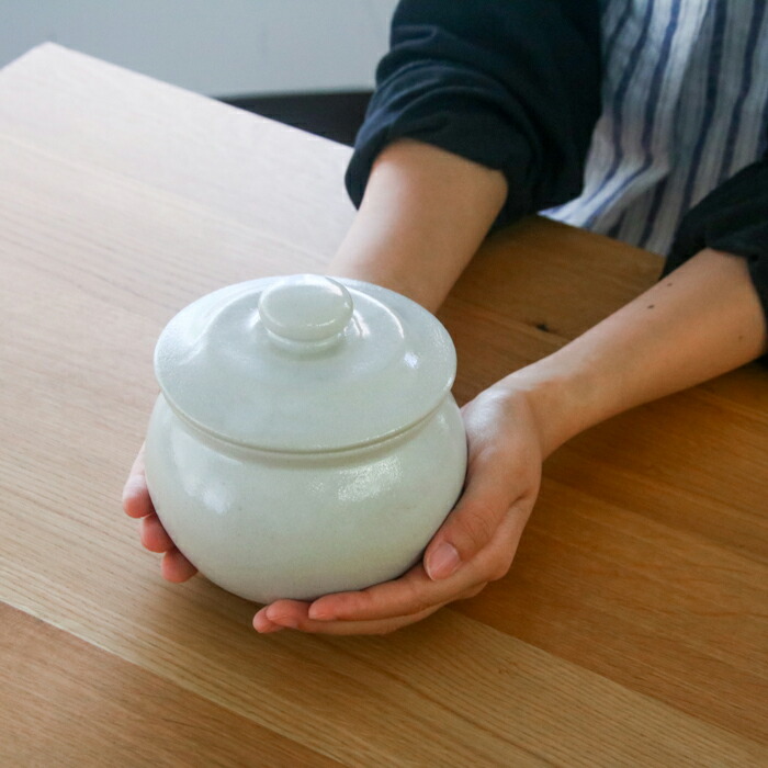 えんける道具店　加藤さんのつくる甕（かめ）　3合　白