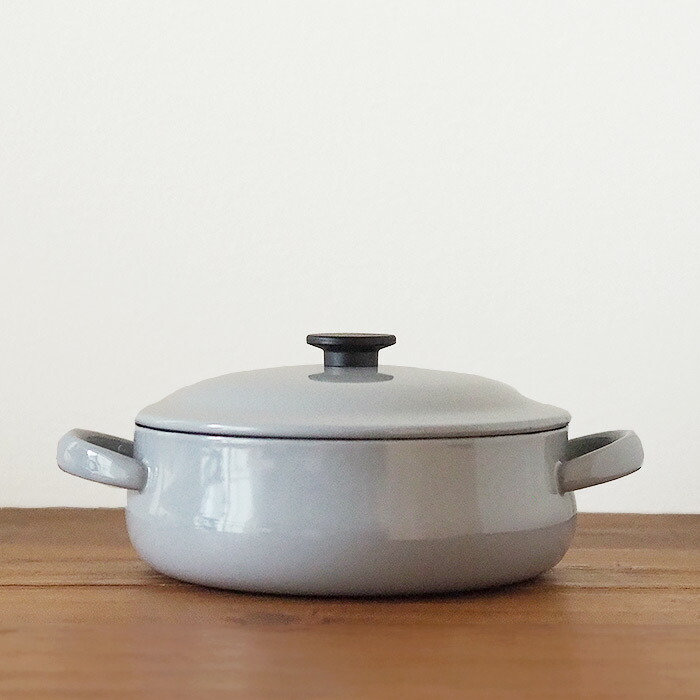野田琺瑯×天一印　LUKE（ルーク） 浅型キャセロール 25cm　グレー