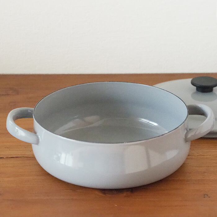 野田琺瑯×天一印　LUKE（ルーク） 浅型キャセロール 25cm　グレー