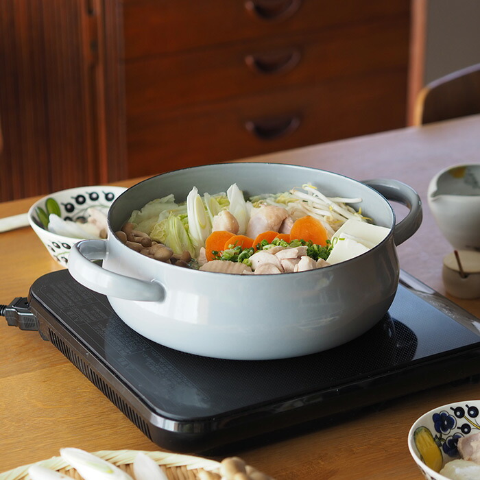 野田琺瑯×天一印　LUKE（ルーク） 浅型キャセロール 25cm　グレー