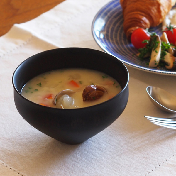 【取扱終了0831】我戸幹男商店　欅　スープボウル　羽反　black　※