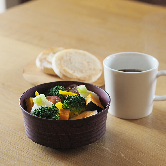 我戸幹男商店　欅　加飾取椀　平筋　Red