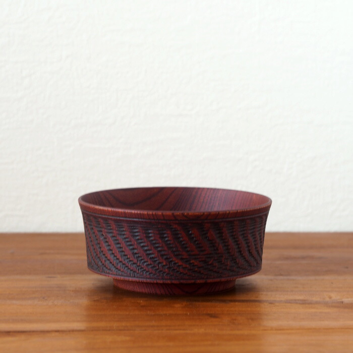 我戸幹男商店　欅　加飾取椀　ビリ筋　Red