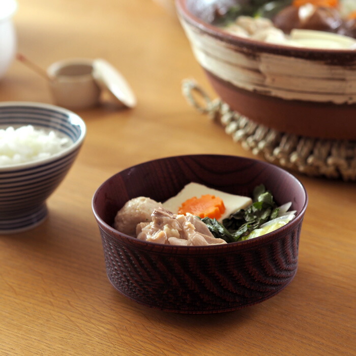 我戸幹男商店　欅　加飾取椀　ビリ筋　Red