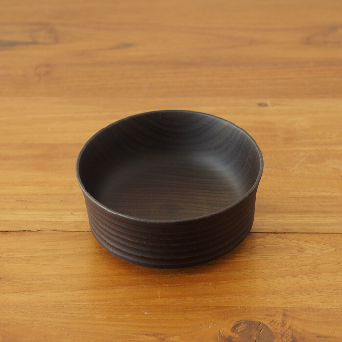我戸幹男商店　欅　加飾取椀　平筋　Black