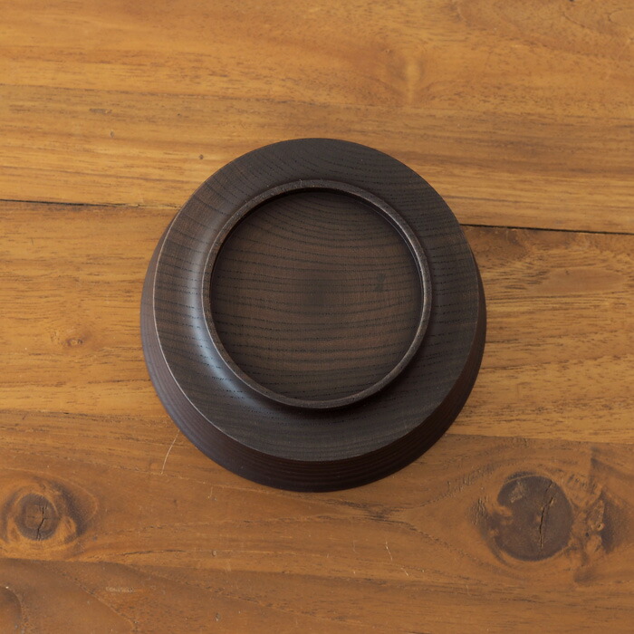 我戸幹男商店　欅　加飾取椀　平筋　Black