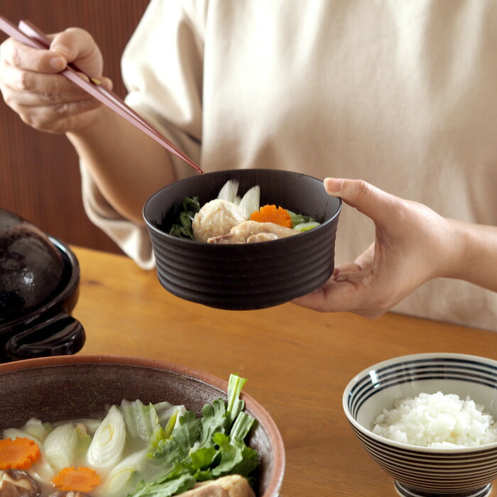 我戸幹男商店　欅　加飾取椀　平筋　Black