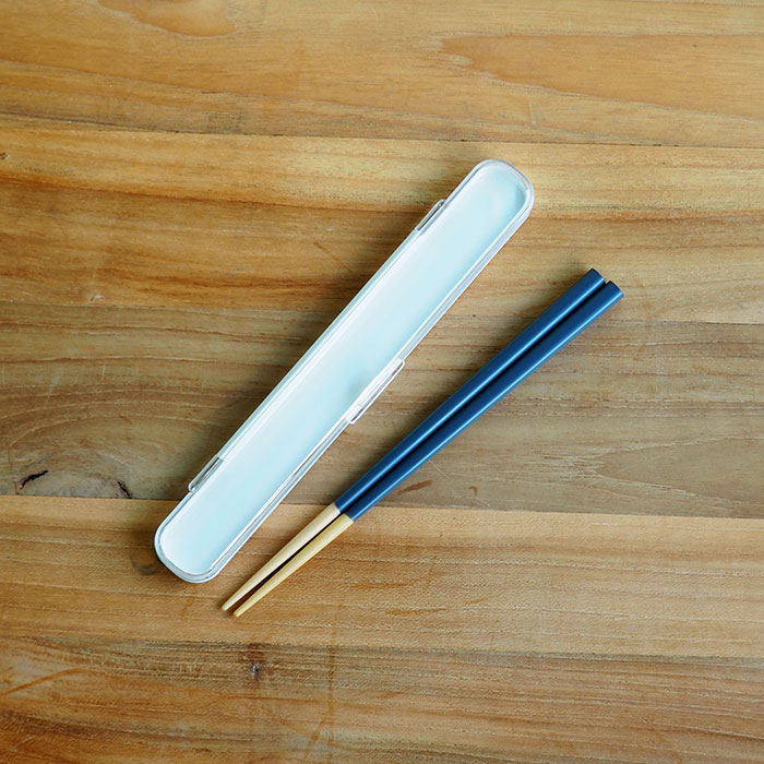 ベントーストア　木製箸　18cm　ケース付き　スモーキーグレー　/　BENTO　STORE