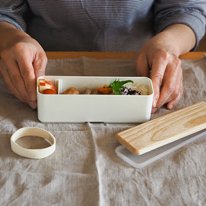 ベントーストア　木蓋のお弁当箱　スリム　栓の木　400ml　ホワイト　/　BENTO　STORE