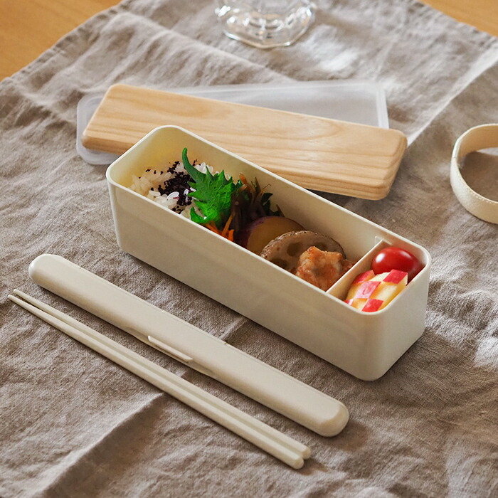 ベントーストア　木蓋のお弁当箱　スリム　栓の木　400ml　ホワイト　/　BENTO　STORE