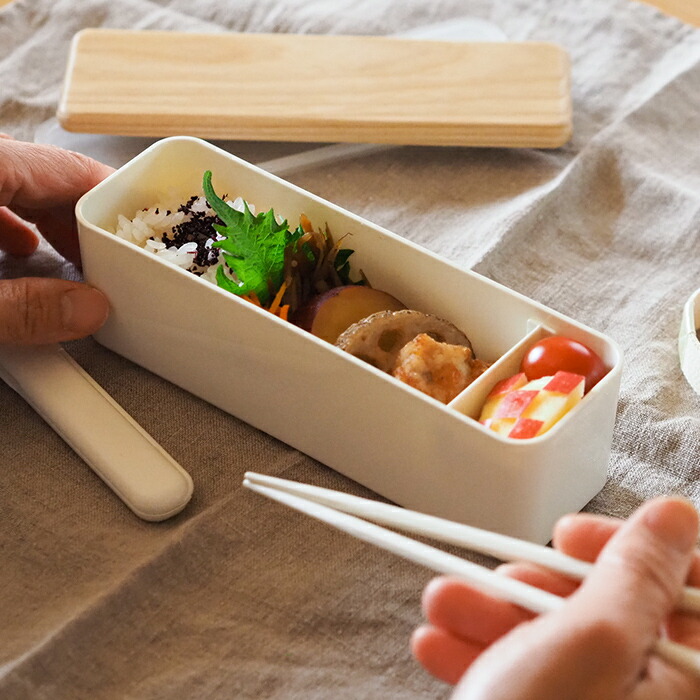 ベントーストア　木蓋のお弁当箱　スリム　栓の木　400ml　ホワイト　/　BENTO　STORE