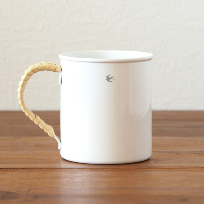 ツバメ　ラタン　ホーローマグ　L　ホワイト　/　GLOCAL STANDARD PRODUCTS