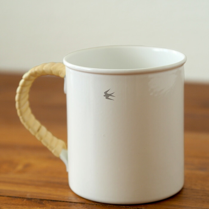 ツバメ　ラタン　ホーローマグ　L　ホワイト　/　GLOCAL STANDARD PRODUCTS