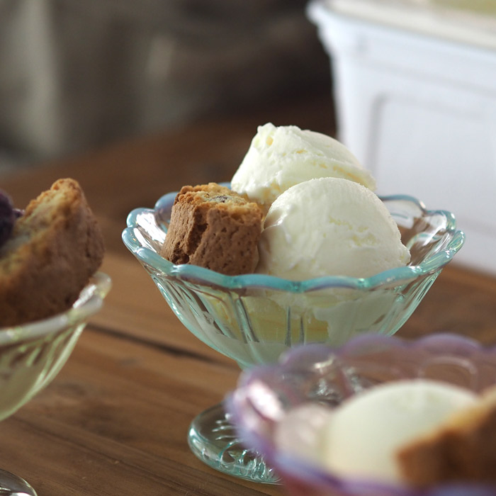 【取扱終了0703】廣田硝子　雪の花　ミニアイスクリーム　ブルー　※
