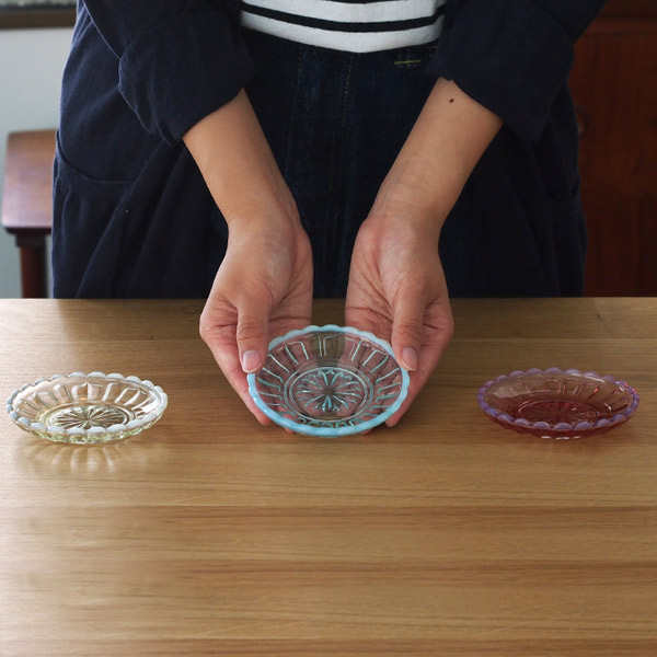 廣田硝子　雪の花　豆皿　古代色