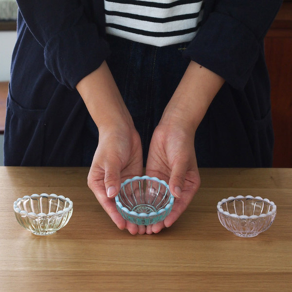 廣田硝子　雪の花　のぞき　ブルー