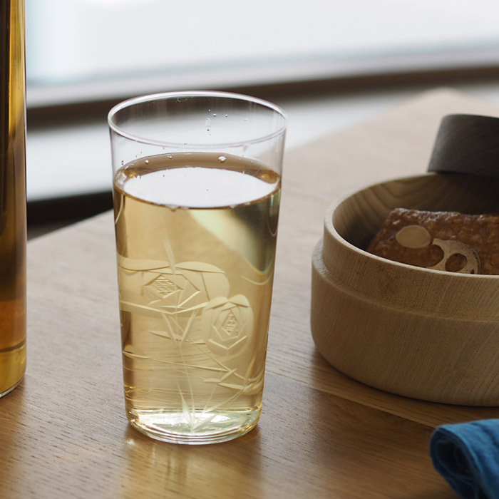 【取扱終了0728】廣田硝子　東京復刻ガラス　薔薇　10オンス　※