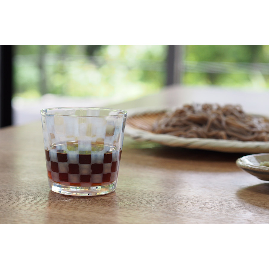 廣田硝子　大正浪漫　そば猪口　市松