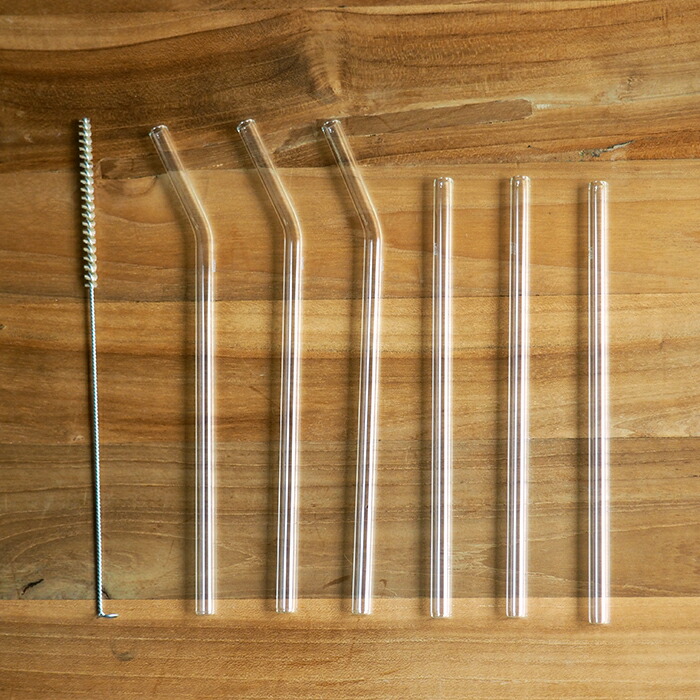 ハルム　ガラスストロー　ストレート＆カーブ　6本セット　/　HALM