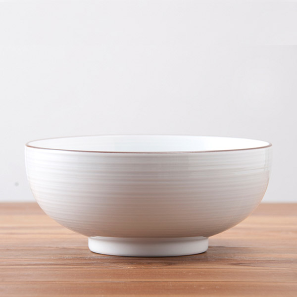 白山陶器　どんぶり　6寸浅めん丼　白磁千段　/　HAKUSAN