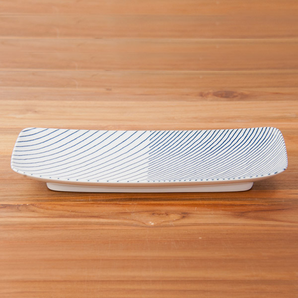 白山陶器　重ね縞　長焼皿　/　HAKUSAN