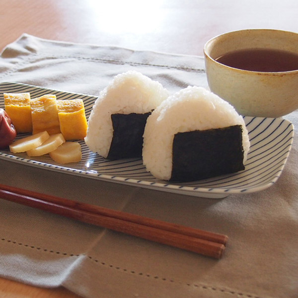 白山陶器　重ね縞　長焼皿　/　HAKUSAN