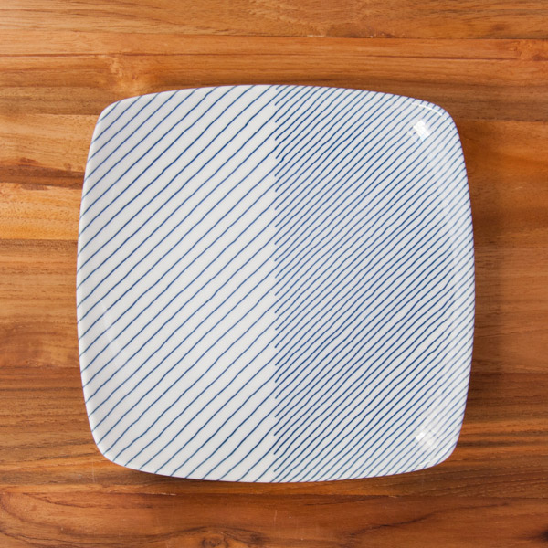 白山陶器　重ね縞　反角多用皿　/　HAKUSAN