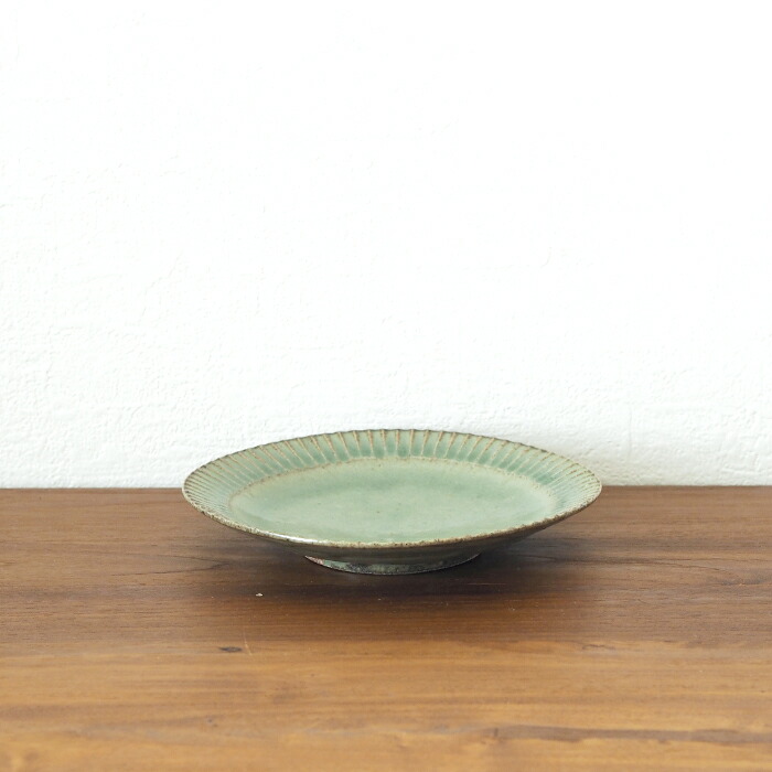 市野耕　灰釉　5寸縞皿