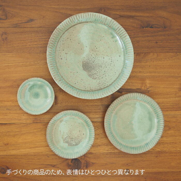 市野耕　灰釉　7寸縞深皿