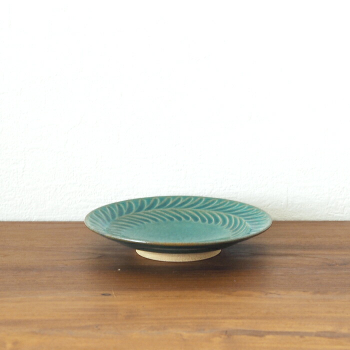 市野耕　トルコブルー　5寸葉紋皿