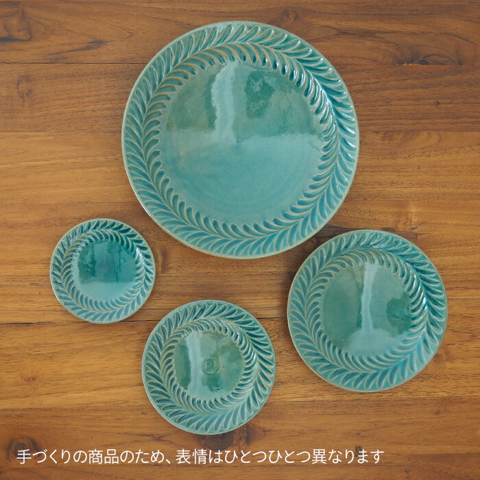 市野耕　トルコブルー　7寸葉紋深皿