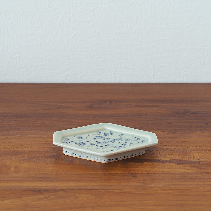 石井桃子　花唐草　ひし形中皿