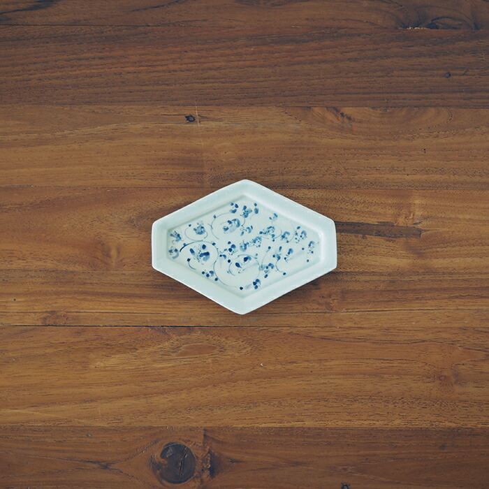 石井桃子　花唐草　ひし形中皿