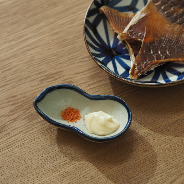 石井桃子　ひょうたん豆皿　青