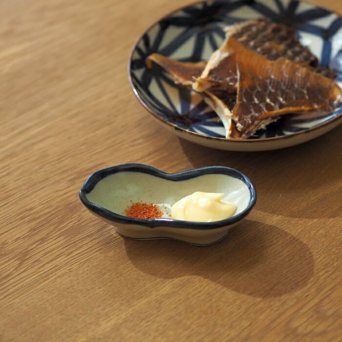 石井桃子　ひょうたん豆皿　青