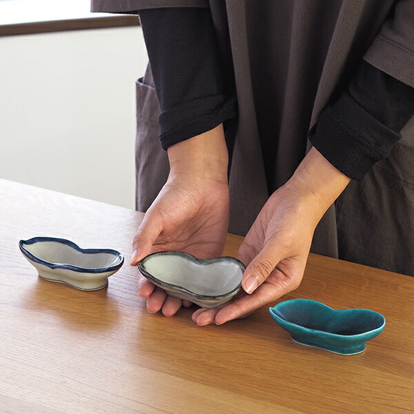 石井桃子　ひょうたん豆皿　青