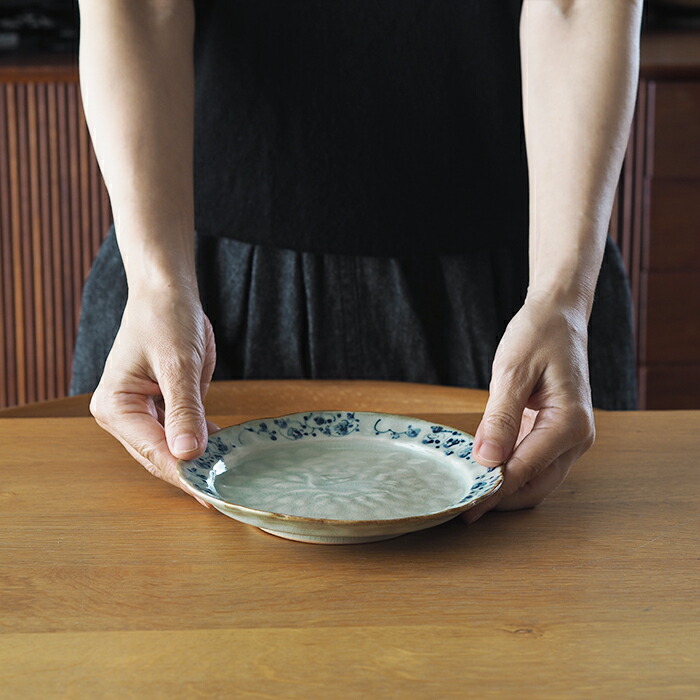 石井桃子　輪花　5寸皿　鹿