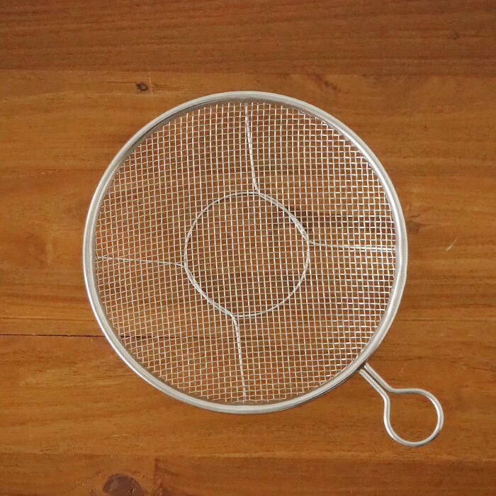 取手リング付きステンレス盆ざる　21cm