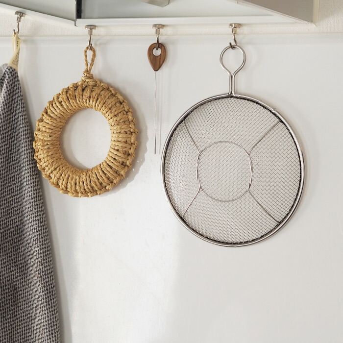 取手リング付きステンレス盆ざる　21cm