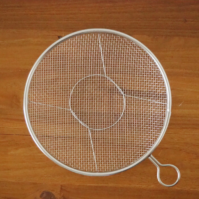 取手リング付きステンレス盆ざる　24cm