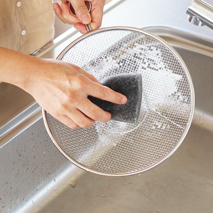 取手リング付きステンレス盆ざる　24cm