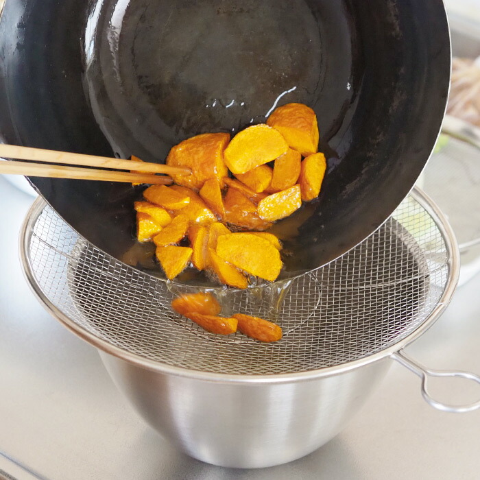 取手リング付きステンレス盆ざる　27cm