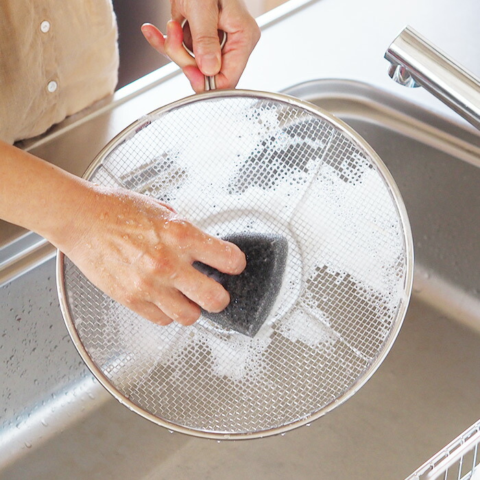 取手リング付きステンレス盆ざる　27cm