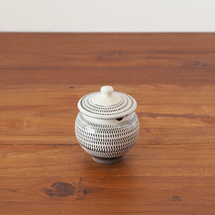 小鹿田焼　小袋窯　1合薬味壺　飛びかんなB