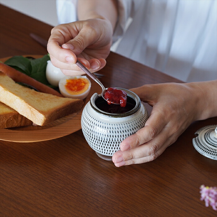 小鹿田焼　小袋窯　1合薬味壺　飛びかんなA