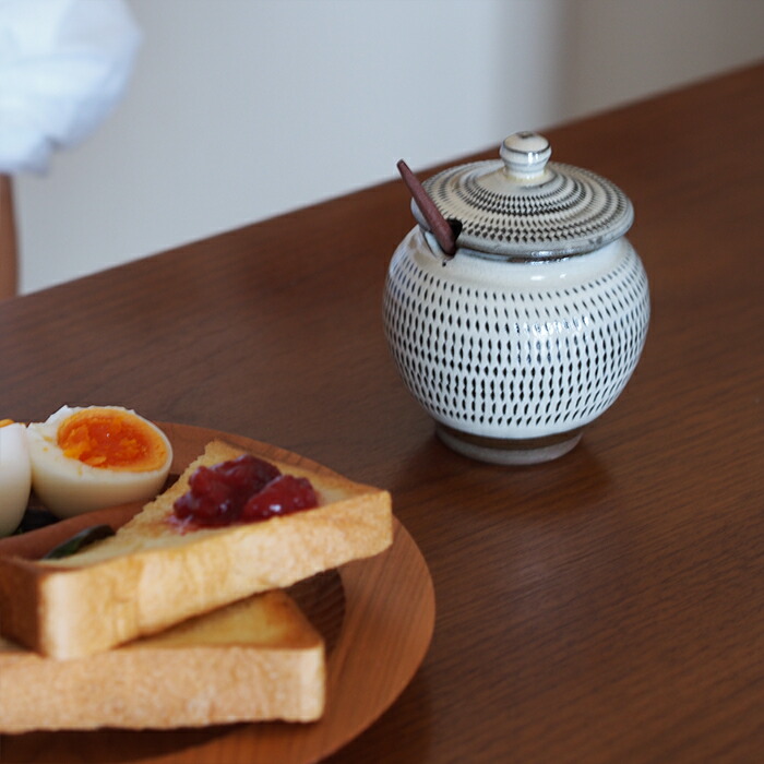 小鹿田焼　小袋窯　1合薬味壺　飛びかんなA