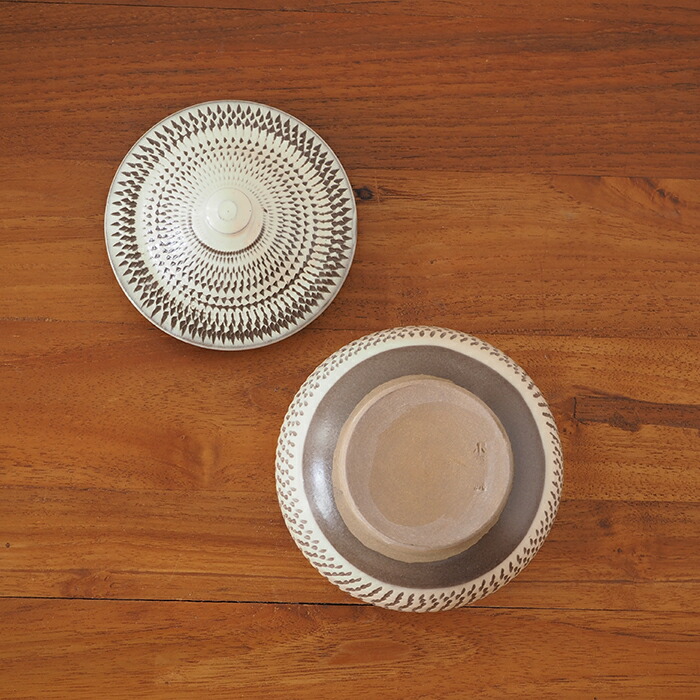 ★小鹿田焼　小袋窯　2合壺　飛びかんな