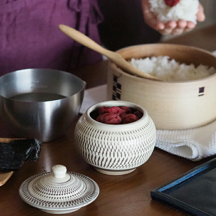 ★小鹿田焼　小袋窯　2合壺　飛びかんな