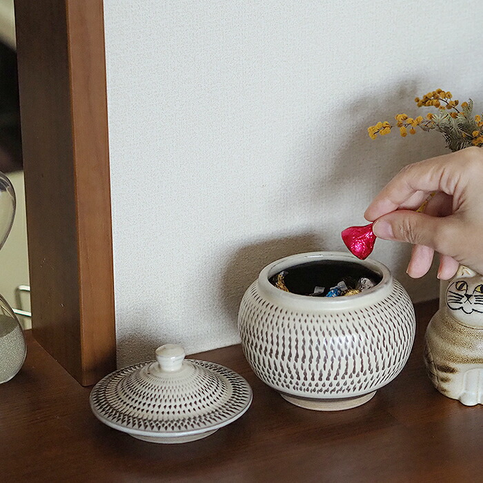 ★小鹿田焼　小袋窯　2合壺　飛びかんな