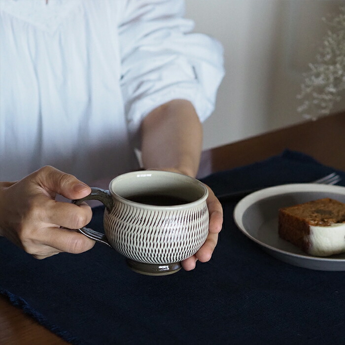 ★小鹿田焼　小袋窯　マグカップ　飛びかんな